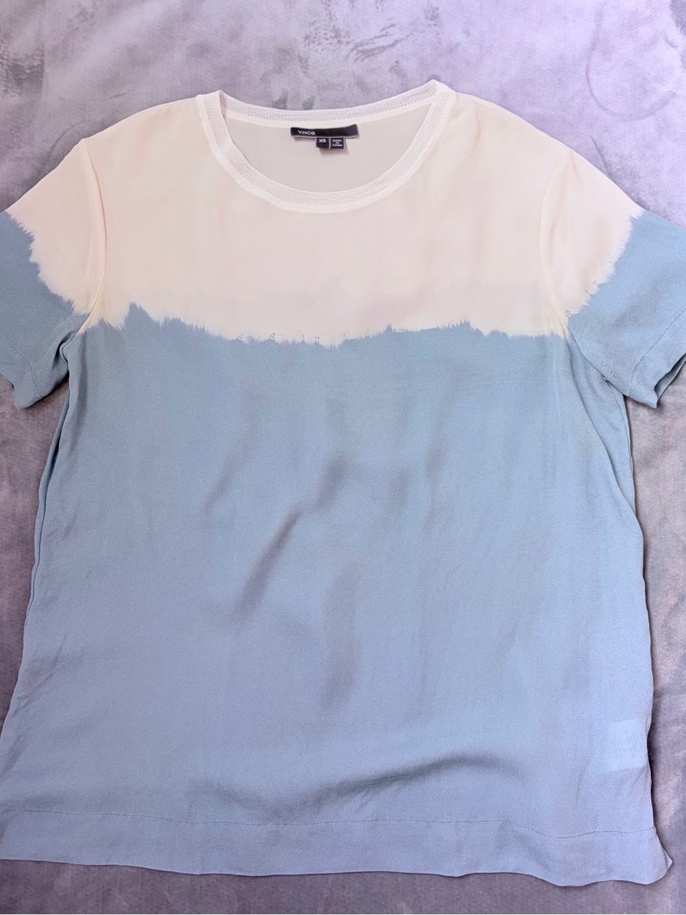 Vince Silk Fluid Two-Tone Short Sleeve Tee, XS